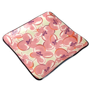 Serving Plate Dish Designer Kathy Davis Hand Crafted Scatter Joy Pink Florals